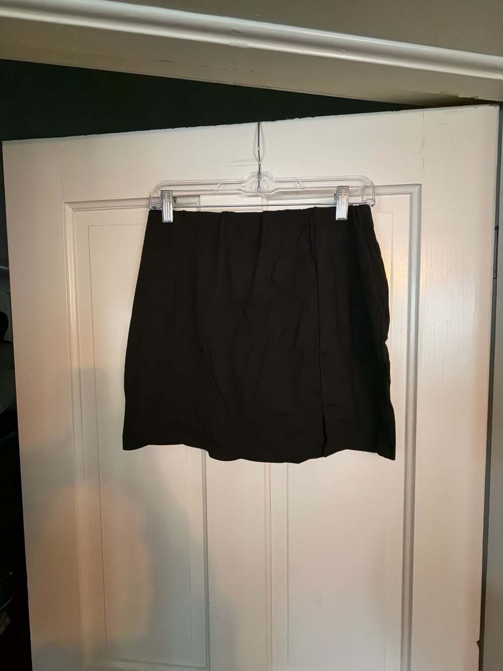 La Clef Mini Skirt Size XL Black Viscose Blend Slit